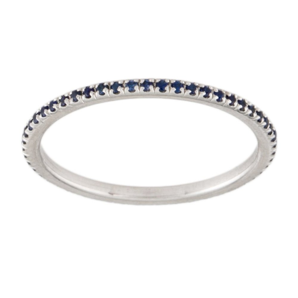 PLATINUM SAPPHIRE ETERNITY STACKABLE BAND RING - Picture 4 of 9